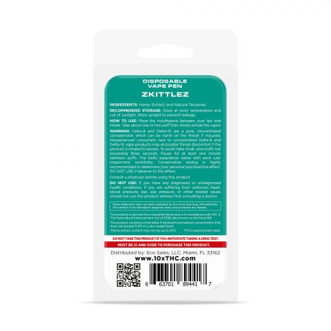 Zkittles Delta 10 THC Vape Pen - Disposable - 10X - 700mg - Thumbnail 3