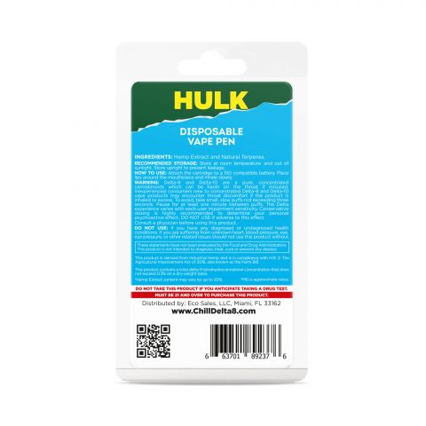 Zkittles Delta 8 THC Vape Cartridge - Disposable - HULK - 920mg - Thumbnail 3
