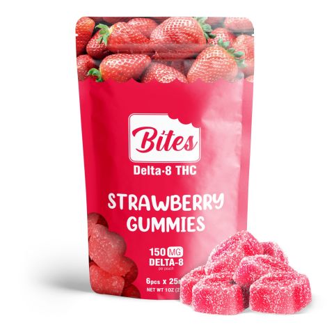 Delta-8 Bites - Strawberry Gummies - 150mg - Thumbnail 1