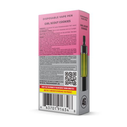 3600mg HHC Vape Pen - Girl Scout Cookies - Indica - 4ml - Fresh - Thumbnail 3