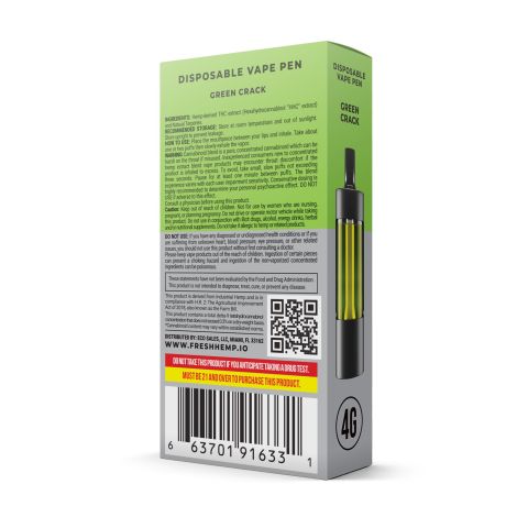 3600mg HHC Vape Pen - Green Crack - Sativa - 4ml - Fresh - 3