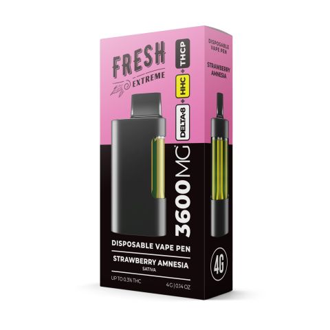 3600mg THCP, D8, HHC Vape Pen - Strawberry Amnesia - Sativa - 4ml - Fresh - Thumbnail 2