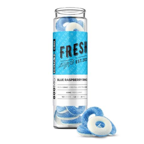 Blue Raspberry Rings Gummies - D9, CBD Blend - Fresh - 800MG - 1