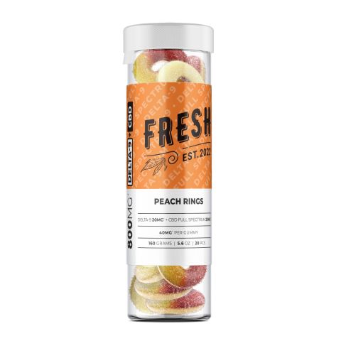 Peach Rings Gummies - Delta-9, CBD Blend - Fresh - 800MG - Thumbnail 2