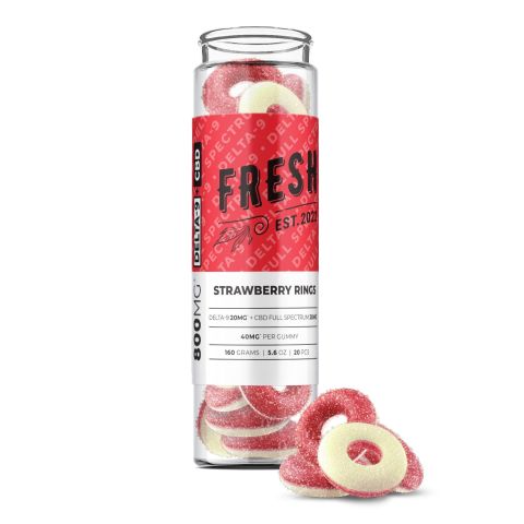 Strawberry Rings Gummies - D9, CBD Blend - Fresh - 800MG - 1