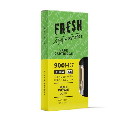 900mg THCA, D8 Vape Cart - Maui Wowie - Sativa - 1ml - Fresh - Thumbnail 2