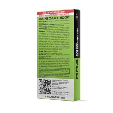 GG4 Vape Cartridge - Delta 8 THC - 10X - 900mg - Thumbnail 3
