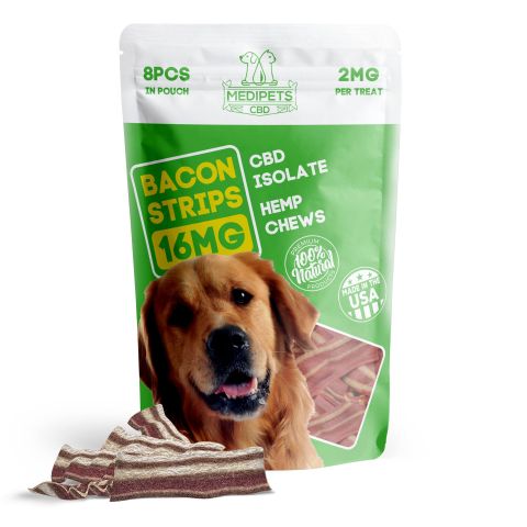 CBD Dog Treats - Bacon Strips - 16mg - MediPets - Thumbnail 1