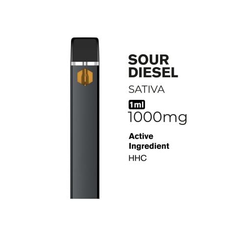 1000mg HHC Vape Pen - Sour Diesel - Sativa - 1ml - Artisan - Thumbnail 2