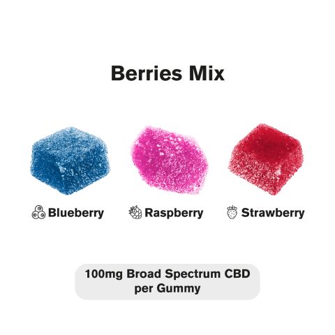 100mg Broad Spectrum CBD Gummies - Berries Mix - Chill - Thumbnail 3