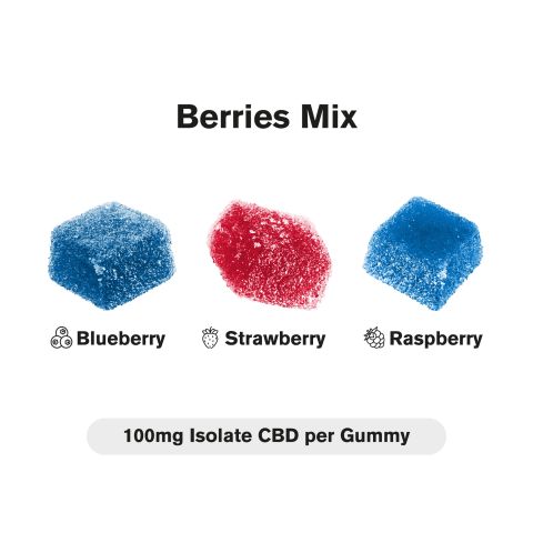 100mg CBD Isolate Gummies - Berries Mix - Chill - Thumbnail 3