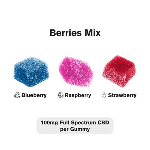 100mg Full Spectrum CBD Gummies - Berries Mix - Chill - Thumbnail 3