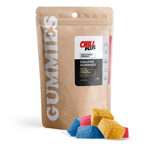20mg CBD Isolate, D8 Gummies - Delta Force Squares - Chill Plus - Thumbnail 1