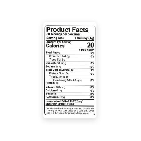 25mg D8, Mushroom Gummies - Shrooms - Thumbnail 5