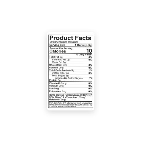 140mg Sleep Gummies - CBD, CBN, Melatonin, L-Theanine - Chill - Thumbnail 5