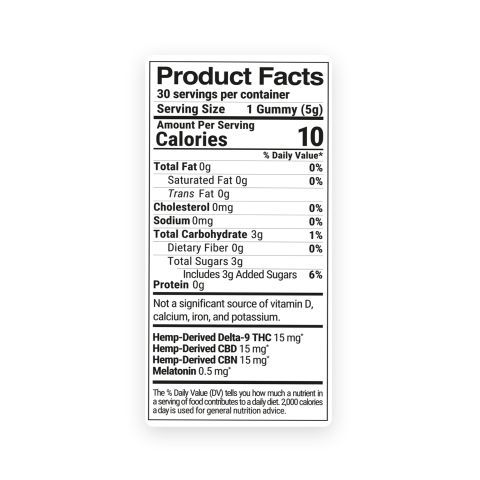 45mg Bedtime Gummies - CBD, CBN, D9 - D9 THC - Thumbnail 5
