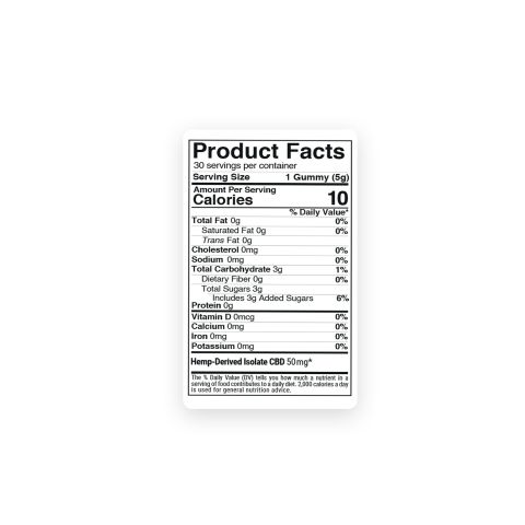 50mg CBD Isolate Gummies - Fruity Mix - Chill - Thumbnail 5
