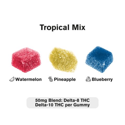 50mg D10, D8 Gummies - Tropical Mix - Hyper - Thumbnail 3