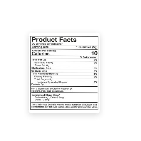 Triple D Blend - 25mg Gummies - D8, D9, D10 - Chill Extreme - Thumbnail 5