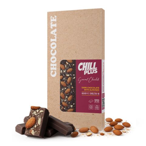 600mg Dark Chocolate with Almonds Bar – Delta 8 – Chill Plus - Thumbnail 2
