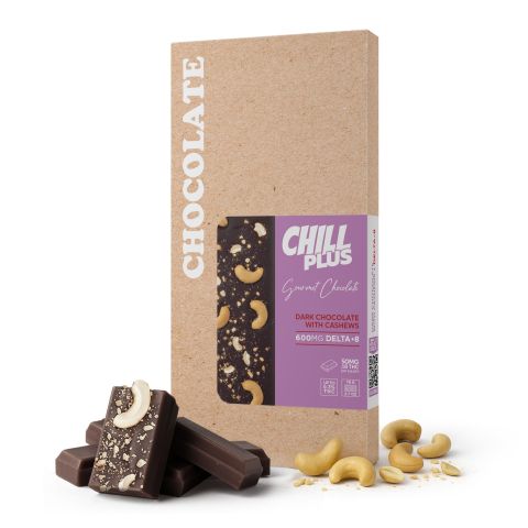 600mg Dark Chocolate & Cashews Bar – Delta 8 – Chill Plus - Thumbnail 2