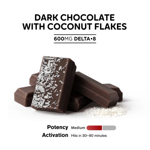 600mg Dark Chocolate & Coconut Flakes Bar – Delta 8 – Chill Plus - Thumbnail 4