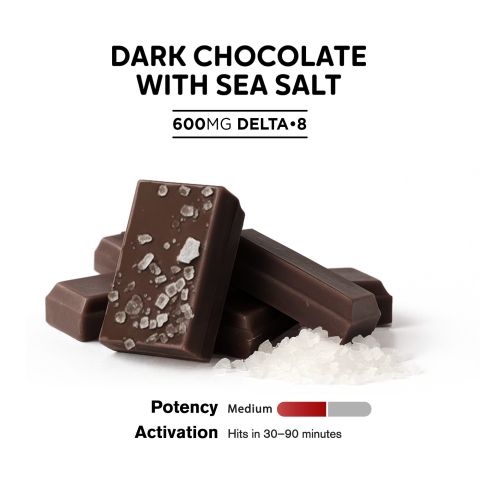 600mg Dark Chocolate & Sea Salt Bar – Delta 8 – Chill Plus - Thumbnail 4