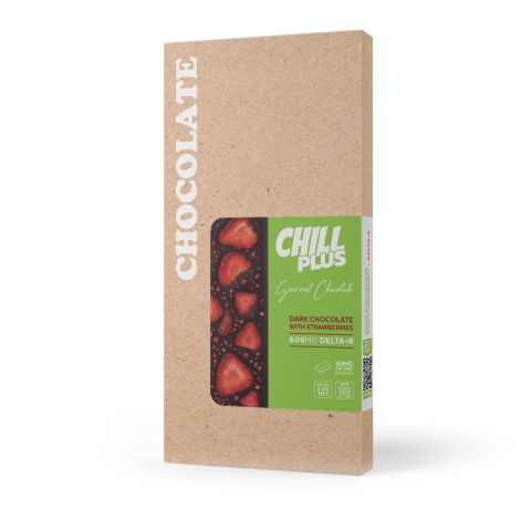 600mg Dark Chocolate & Strawberries Bar – D8 – Chill Plus - Thumbnail 3