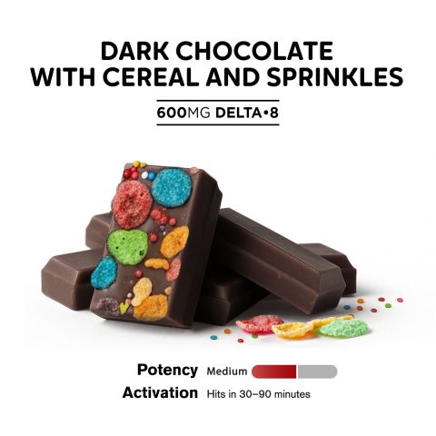 600mg Dark Chocolate w/ Cereal & Sprinkles Bar – Delta 8 – Chill Plus - Thumbnail 4