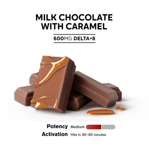 600mg Milk Chocolate & Caramel Bar – Delta 8 – Chill Plus - Thumbnail 4