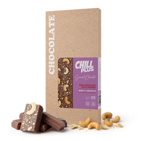 600mg Milk Chocolate & Cashew Bar – Delta 8 – Chill Plus - Thumbnail 2