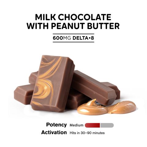 600mg Milk Chocolate & Peanut Butter Bar – Delta 8 – Chill Plus - Thumbnail 4