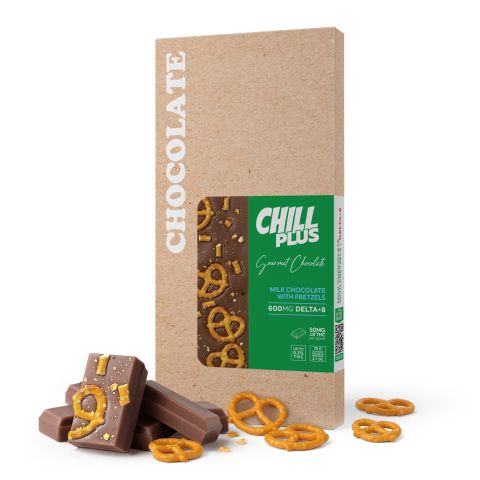 600mg Milk Chocolate with Pretzels Bar – Delta 8 – Chill Plus - Thumbnail 2
