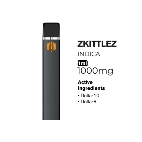 1000mg D10, D8 Vape Pen - Zkittles - Indica - 1ml - Hyper - Thumbnail 2