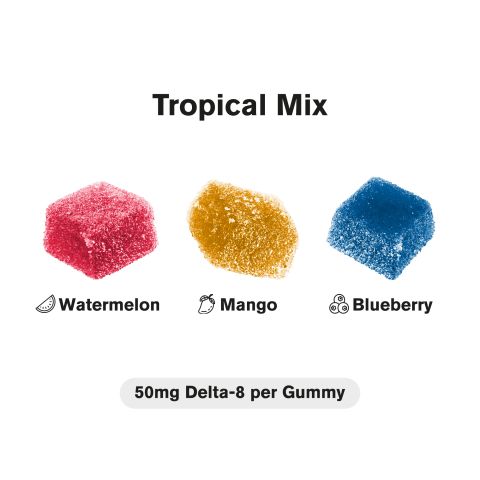 50mg Delta 8 Gummies - Tropical Mix - Chill Plus - Thumbnail 4
