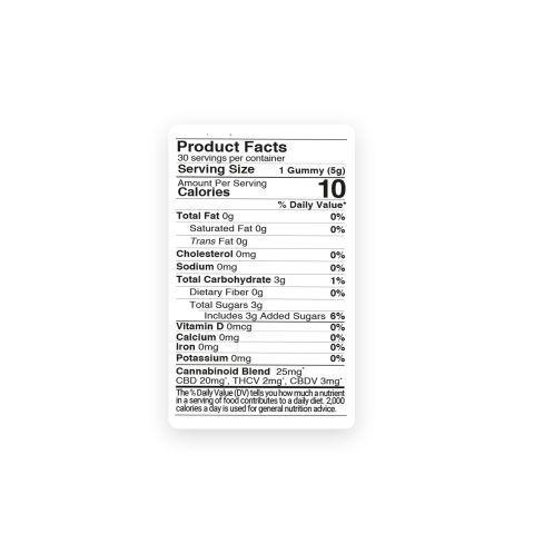 25mg Full Spectrum CBD, THCV, CBDV Gummies - Canna Slim - Thumbnail 9