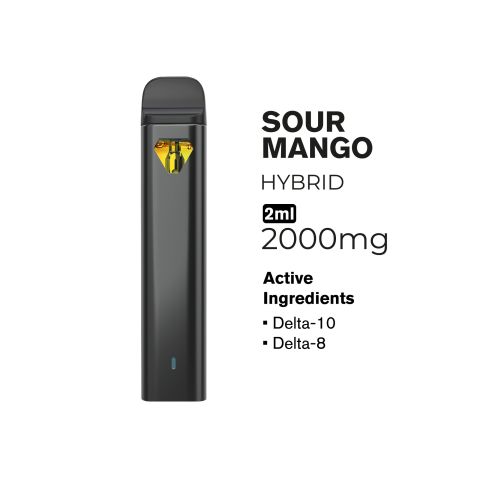 2000mg D10, D8 Vape Pen - Sour Mango - Hybrid - 2ml - Hyper - Thumbnail 2