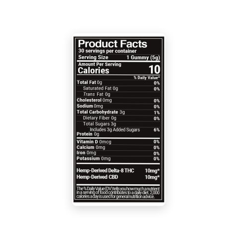 20mg D8 & CBD Gummies - Original - 10X - Thumbnail 9
