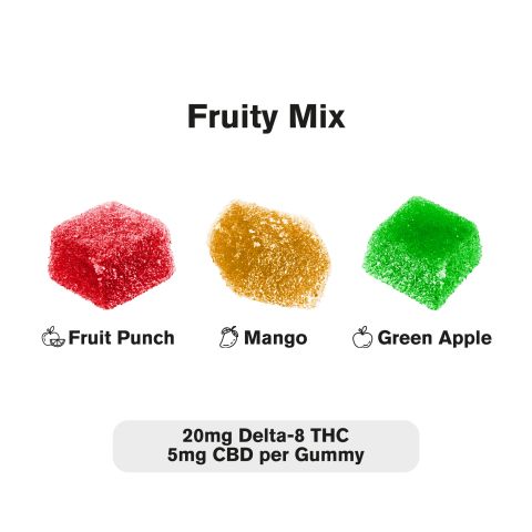 25mg CBD, D8 Gummies - Fruity Mix - 10X - Thumbnail 4