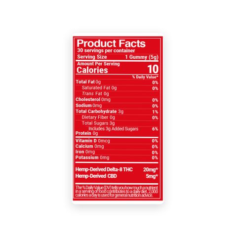 25mg D8 & CBD Gummies - Fruity Mix - 10X - Thumbnail 9