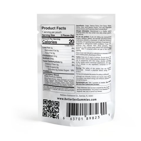 250mg Male Enhancement Gummy Pouch - Raspberry - Better Sex - Thumbnail 4