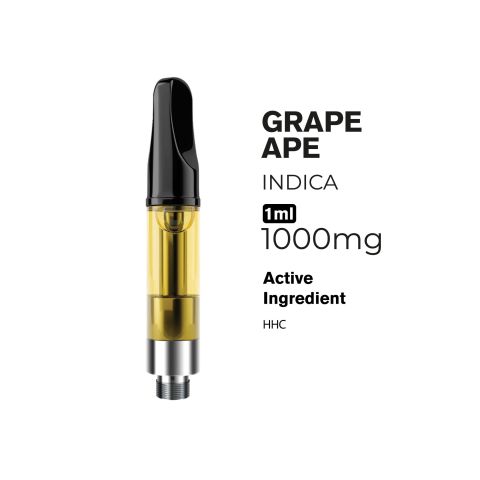 1000mg HHC Vape Cart - Grape Ape - Indica - 1ml - Fresh - Thumbnail 2