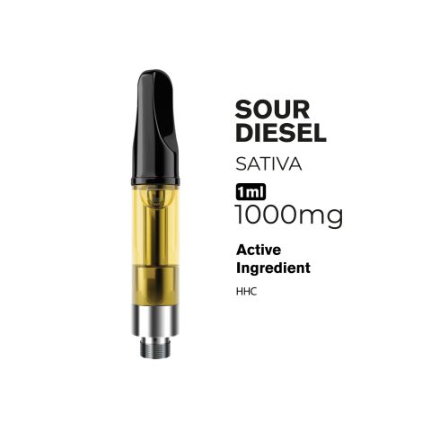 1000mg HHC Vape Cart - Sour Diesel - Sativa - 1ml - Fresh - Thumbnail 2