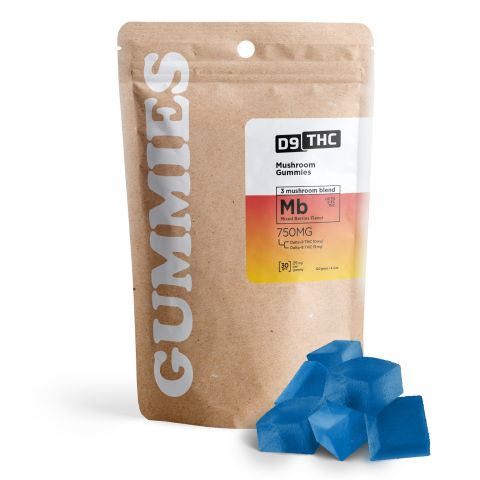 25mg D8, D9, Lion's Mane, Reishi, Cordyceps Gummies - Mixed Berries - D9 THC - Thumbnail 2