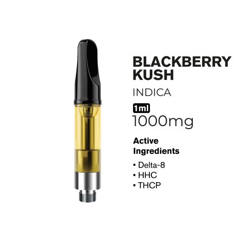 1000mg THCP, D8, HHC Vape Cart - Blackberry Kush - Indica - 1ml - Fresh - Thumbnail 4