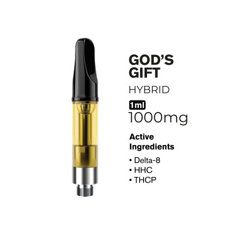 1000mg THCP, D8, HHC Vape Cart - God's Gift - Hybrid - 1ml - Fresh - Thumbnail 4