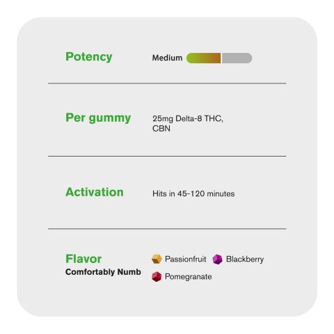 Comfortably Numb Blend - 25mg Gummies - D8, CBN - Blends by Fresh - Thumbnail 5