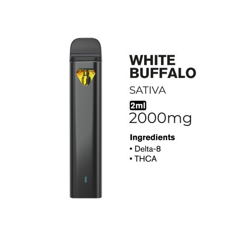 2000mg THCA, D8 Vape Pen - White Buffalo - Sativa - 2ml - Fresh - Thumbnail 2