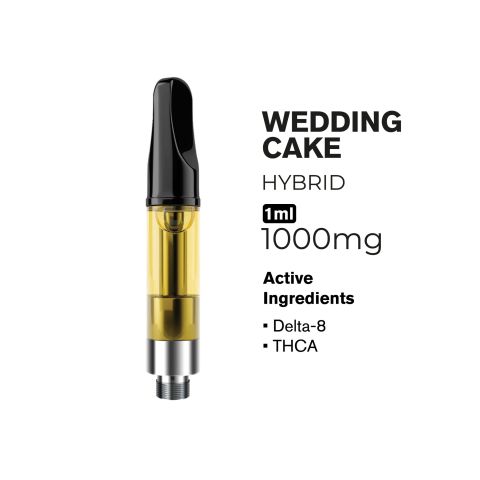 1000mg THCA, D8 Vape Cart - Wedding Cake - Hybrid - 1ml - Fresh - Thumbnail 2