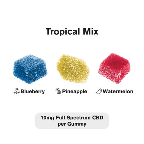 10mg Full Spectrum CBD Gummies - Tropical Mix - Chill - Thumbnail 4